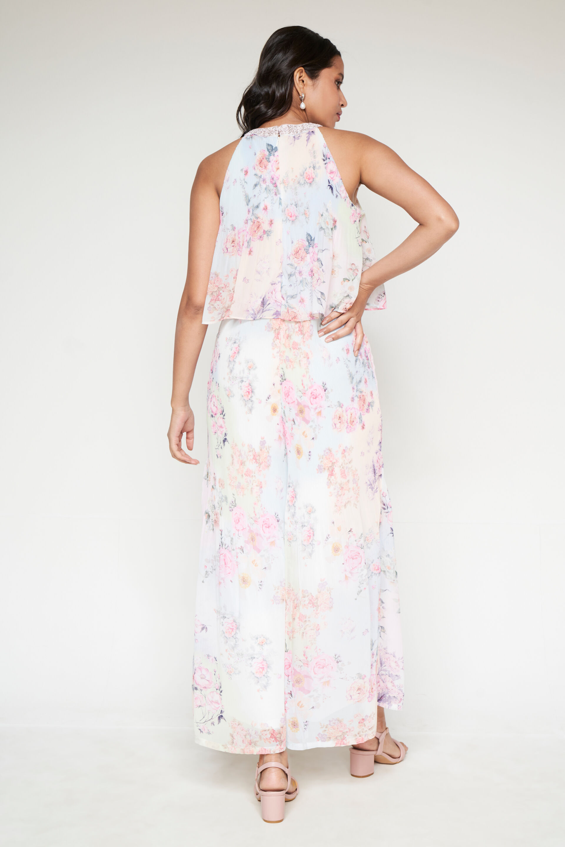 Floral Partywear Jumpsuit, Multi Color, image 3